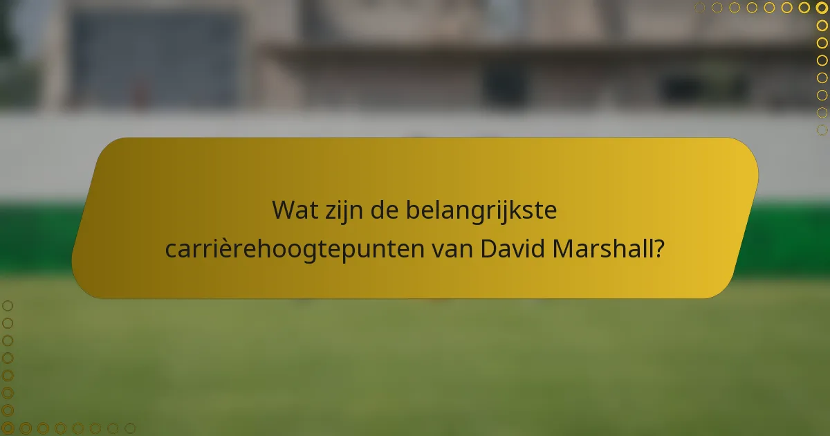 Wat zijn de belangrijkste carrièrehoogtepunten van David Marshall?